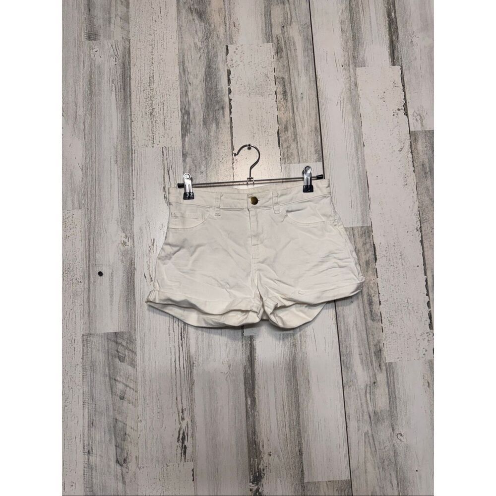 H&M White Denim Shorts Women’s Size 4 Rolled Hem Stretch Jean Shorts